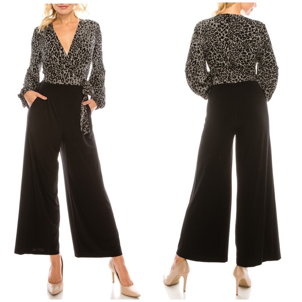 LONDON TIMES Leopard 🐆 Animal Print Tie Jumpsuit